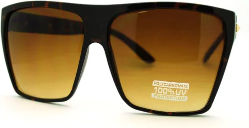 Vista 2 de Gafas de sol planas cuadradas de moda retro de gran tamaño (marrón), Tortuga Marrón, Oro