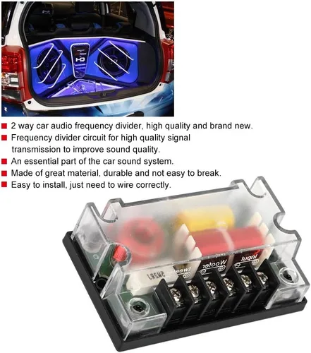 Vista 4 de Divisor de frecuencia de altavoz de coche, divisor de frecuencia de audio de 2 vías para automóvil, filtro de sonido, accesorios para automóviles
