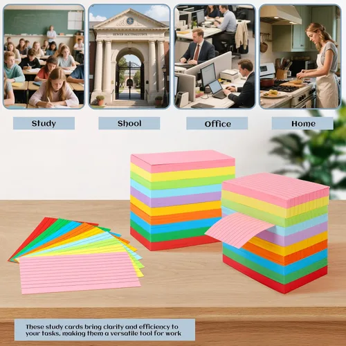 Vista 6 de Tecmisse Tarjetas de índice de 3 x 5 colores, 600 tarjetas de índice flash coloridas, tarjetas de notas, tarjetas de estudio, tarjetas flash