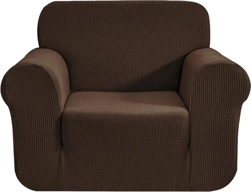 Vista 89 de CHUN YI - Funda elástica de 1 pieza para sillón grande, funda protectora suave de Jacquard con elastano, detalle de cuadros y parte inferior