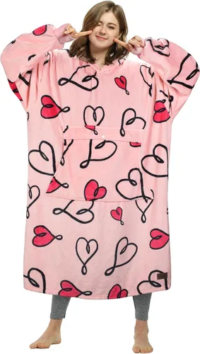 Vista 17 de Catalonia - Sudadera gigante tipo manta con capucha, sudadera con forro polar y bolsillo frontal grande, para adultos, hombres, mujeres