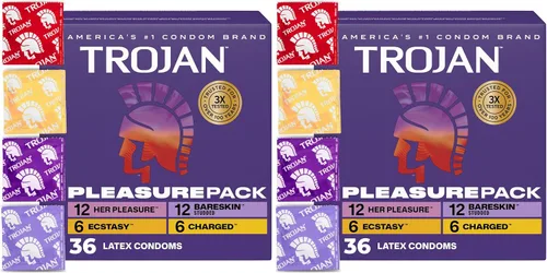 Vista 26 de Trojan Bareskin - Preservativos finos, paquete variado Everythin, condón de látex lubricado, 10