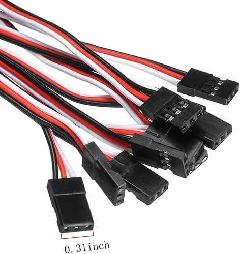 Vista 2 de Cable de extensión servo de 3 pines, 6 tamaños, macho a hembra, compatible con Futaba JR RC servo extensión de conexión piezas de control