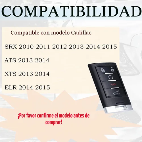 Vista 2 de SUPALAND Llavero de repuesto para Cadillac SRX 2010 2011 2012 2013 2014 2015 ATS XTS 2013-2014 ELR botón de arranque inteligente de proximidad sin