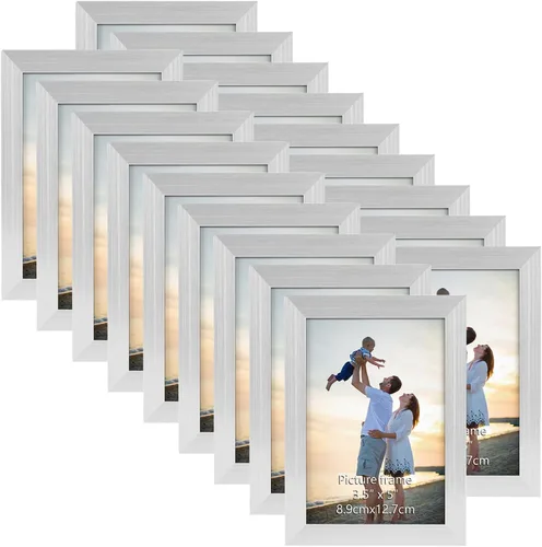 Vista 19 de Hoikwo 18 paquetes de marcos de fotos de plástico negro de 3.5x5 multifuncionales con cubierta de plástico para fotos familiares, obras de arte