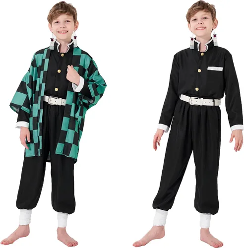 Vista 3 de PTXZEQ Disfraz de Tanjiro Kamado Demon Coslpay para Halloween Niños Audlt