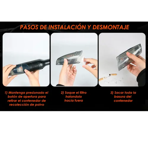 Vista 4 de Aspiradora Portátil Inalámbrica De Mano Recargable