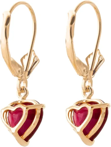Vista 4 de Galaxy Gold GG 2.9 CTW - Aretes de oro macizo de 14 quilates con forma de corazón rubí, Gema Metal, Rubí