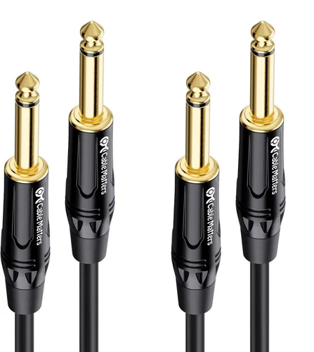 Vista 9 de Cable Matters Paquete de 2 cables trenzados de guitarra TS a TS de 1/4 de pulgada, 3 pies