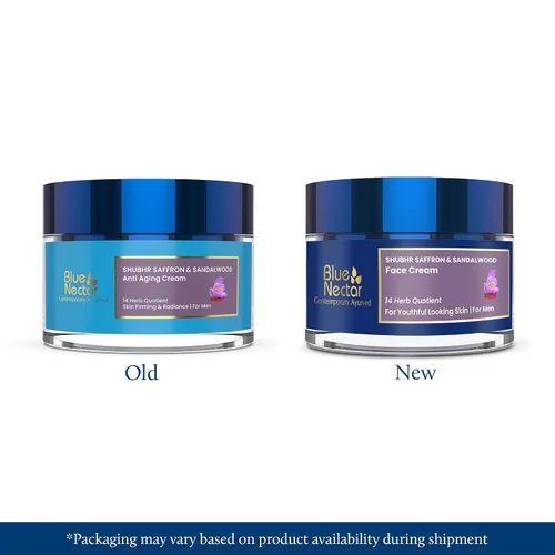 Vista 2 de Blue Nectar Crema facial humectante, crema antienvejecimiento ayurvédica antiarrugas para piel envejecida, mezcla antigua de azafrán y cúrcuma
