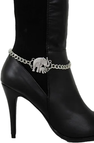 Vista 4 de Pulsera para mujer con cadena de metal plateado y pulsera de elefante de safari