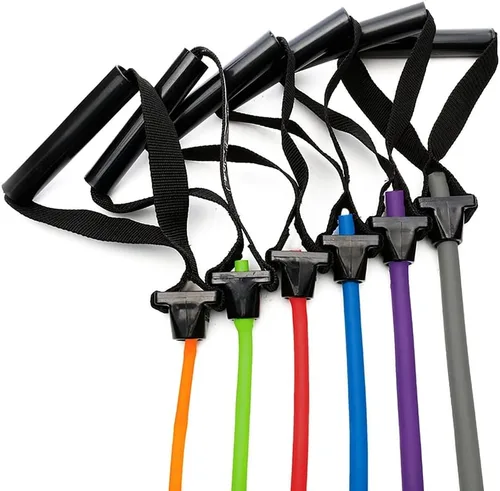 Vista 4 de Power Systems Versa Tube Plus Resistance Bands with Handles 48" Exercise Tubing, Multiple Resistance Levels for Strength Training, Home Gym