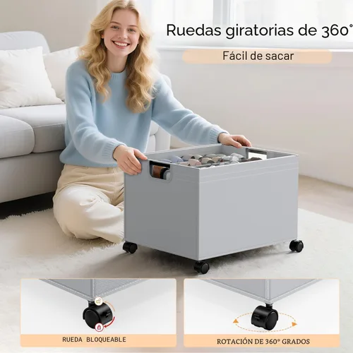 Vista 3 de HOUSE AGAIN Organizador de zapatos para armario, cajas de almacenamiento de zapatos con ruedas de 360°, marco de metal resistente que se adapta a