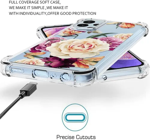 Vista 5 de Osophter Funda para Samsung Galaxy A23 5G/4G (flor floral) para Samsung Galaxy A23 5G/4G (flor morado)