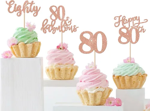 Vista 9 de Rsstarxi Paquete de 24 adornos con purpurina para cupcakes de 30 cumpleaños, treinta y 30 fabulosas selecciones de cupcakes, decoraciones para feliz
