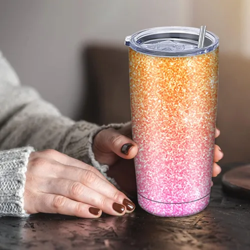 Vista 7 de Vaso personalizado con imagen con tapa y pajita, taza personalizada de 20 onzas, taza de café con texto y foto, taza personalizada de acero 4 Foto