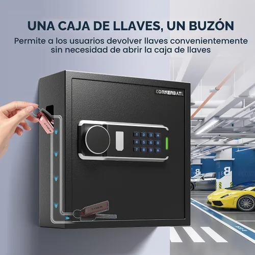Vista 3 de KornerBatl Caja de bloqueo resistente de 65 llaves de montaje en pared para llaves con código Gabinete electrónico para llaves con etiquetas