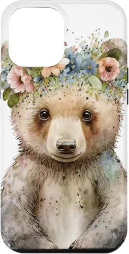 Vista 25 de iPhone 16 Brown Bear Boho Woodland Animal Floral Case