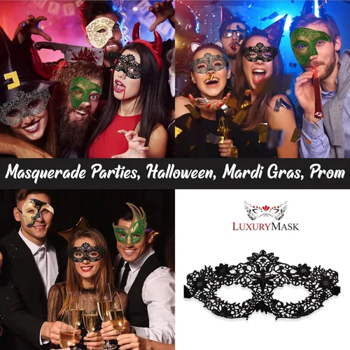 Vista 4 de Masquerade Mask For Women Lace Masquerade Masks for Masquerade Party, Proms, Venetian Party, Mardi Gras, Halloween & Cosplay