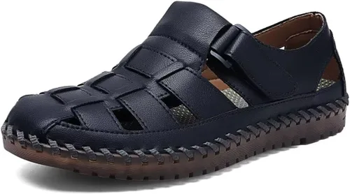 Vista 11 de Shaire Sandalias de hombre Zapatos de playa con punta cerrada de cuero al aire libre 99008negro