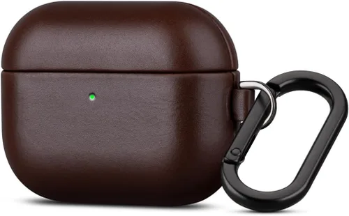 Vista 12 de Haobobro Funda de piel para AirPods Pro 3, piel seleccionada respetuosa con la piel, con textura de fibra de carbono, hecha a mano, funda rígida