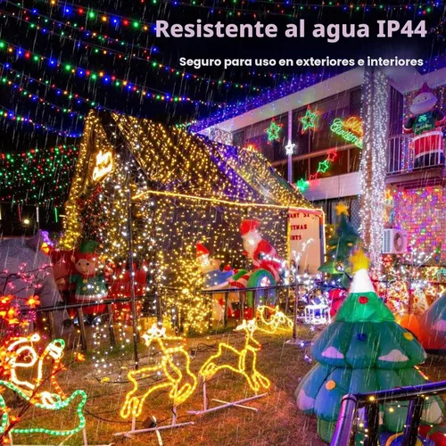 Vista 4 de Guirnalda de luces de Navidad de 403 pies para exteriores, 1000 luces LED con cambio de color, 11 modos y función de temporizador de memoria