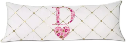Vista 15 de Funda de almohada corporal con monograma del alfabeto y corazón, estampado de leopardo rosa, letra H, almohadas para dormir, funda de almohada larga