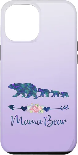 Vista 26 de Teal Blue Purple Floral Mama Bear Three Cubs Silver Purple Case for iPhone 17