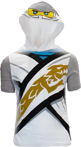 Vista 2 de LEGO Ninjago - Conjunto corto de disfraz de Ninjago Lloyd y Kai para niños pantalones cortos verdes y rojos y camiseta a juego con capucha Verde