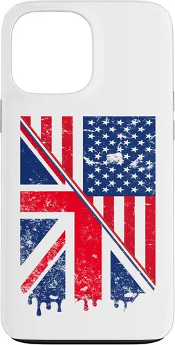 Vista 23 de Funda para iPhone 15 Union Jack y bandera estadounidense para expatriados británicos y estadounidenses