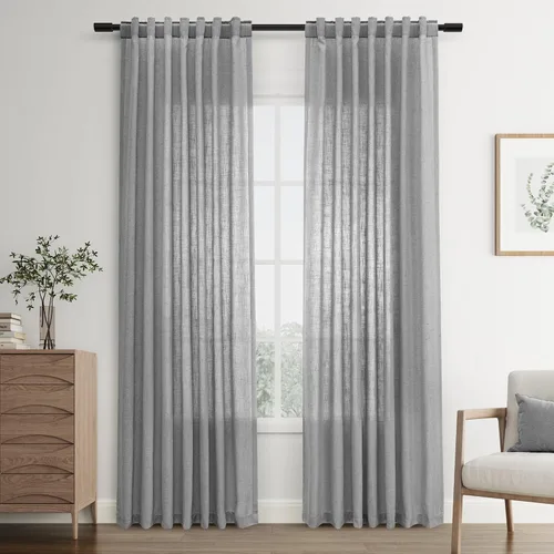 Vista 122 de Joywell - Cortinas de lino de 96 pulgadas de largo para sala de estar Natural