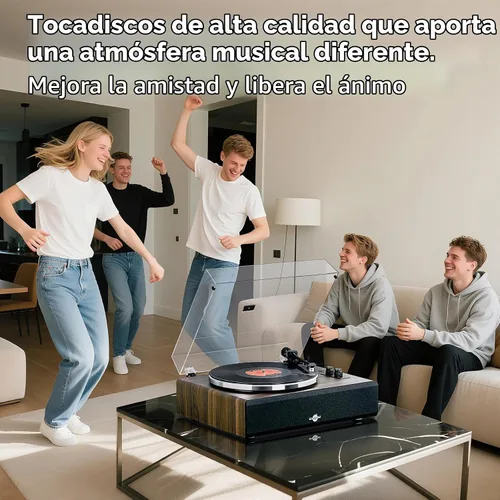 Vista 6 de Tocadiscos con altavoz, tocadiscos de vinilo con cartucho magnético para decoración del hogar y entretenimiento, tocadiscos de vinilo adecuado