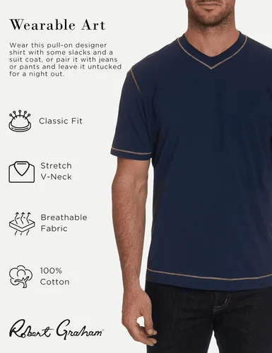 Vista 2 de Robert Graham Maxfield Short-Sleeve V-Neck, Pull-on T-Shirt for Men