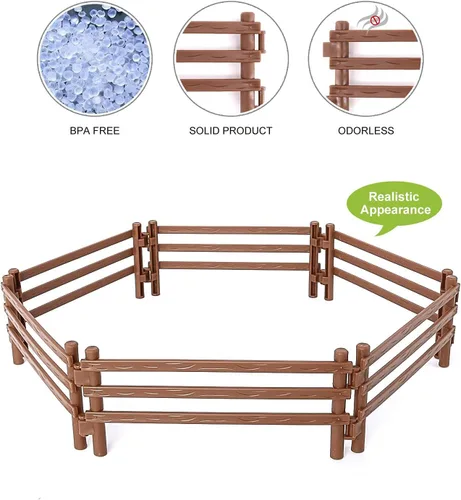 Vista 3 de Volnau Juego de 20 piezas de juguetes de valla de corral de granja, accesorios de panel, figuras de animales de granero para niños pequeños, juego