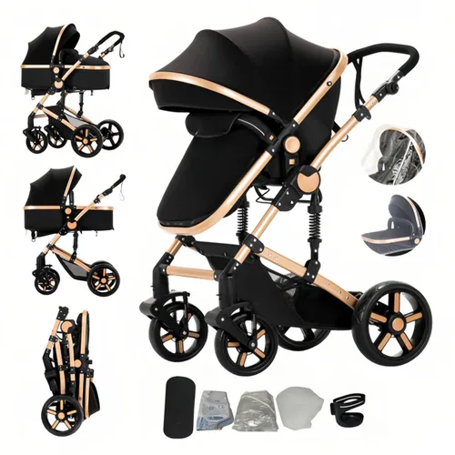 Vista 16 de Cochecito de bebé 2 en 1 con modo moisés, cochecito reversible, plegable con un solo clic, cochecito de viaje para recién nacido, cochecito