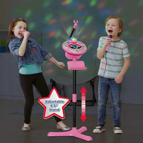 Vista 6 de VTech Kidi Star - Máquina de karaoke de lujo, 2 micrófonos con adaptador de CA, color rosa