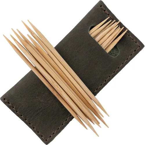 Vista 9 de Hide & Drink, Juego de 4 estuches para púas de dientes, accesorios de cocina, cuero de grano completo, hecho a mano, marrón bourbon