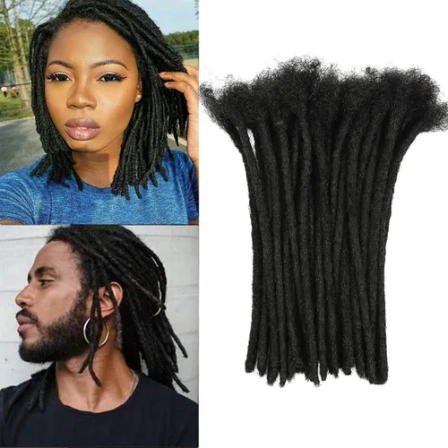 Vista 25 de Extensiones de Cabello Humano Loc Extensiones de Cabello Humano 4 Pulgadas 10 Hebras 0.08 Pulgadas de Ancho Hechas a Mano Extensiones de Rastas 0.1