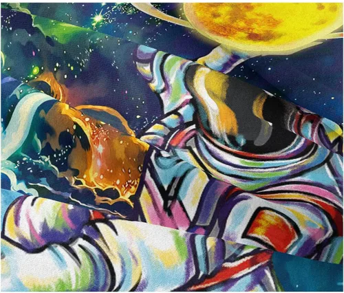 Vista 4 de Tapiz de tarjeta de tarot de constelación y estrella, tapiz botánico de fase lunar, tapiz de sol y luna, tapiz de astronauta, tapiz estético bohemio