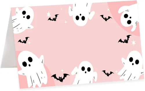 Vista 35 de Andaz Press Tarjetas de lugar con nombre de Halloween para colocar la mesa, etiquetas de alimentos en blanco para tarjetas de bufé de fiesta