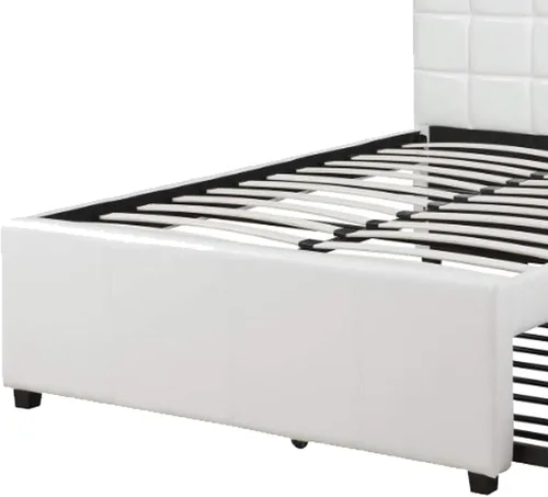 Vista 6 de Benjara Gracious - Cama matrimonial de madera con nido y SQU copetudo HB, color blanco