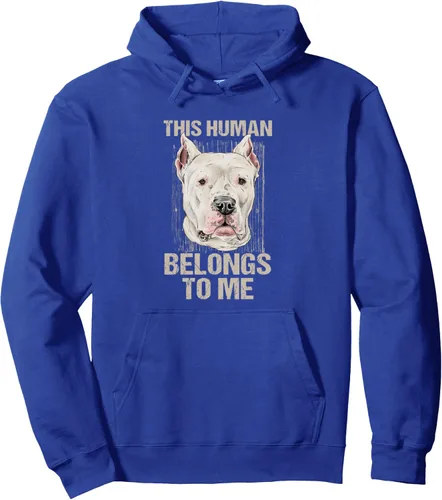 Vista 3 de THIS HUMAN BELONGS TO ME, says the Dogo Argentino dog Pullover Hoodie