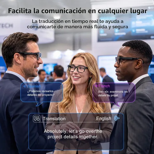 Vista 5 de Gafas inteligentes AI con cámara, 8MP, asistente GPT, traducción en tiempo
