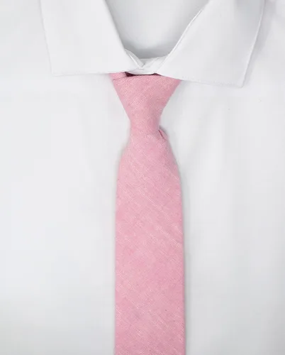 Vista 93 de Corbata delgada de algodón cambray para hombre, estilo desgastado texturizado - 2 1/2 pulgadas de ancho