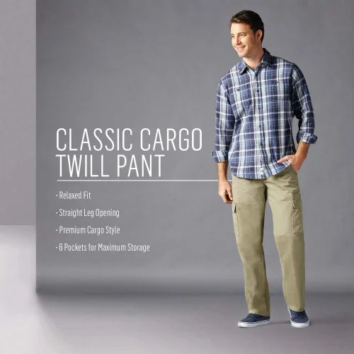 Vista 5 de Wrangler Authentics Pantalón cargo de sarga de ajuste relajado para hombre