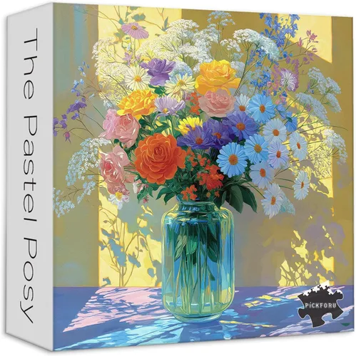 Vista 10 de PICKFORU Rompecabezas de Libro 1000 Piezas, Rompecabezas de Flores de Primavera para Adultos de Librería, Rompecabezas de Estantería en Flor como