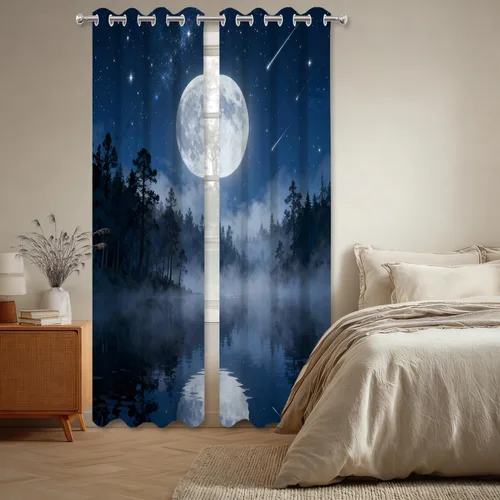 Vista 174 de Batmerry American Flag Ink Dot Blackout Tier Curtains, Red Blue White Stars Abstract Thermal Insulated Half Curtain Rod Pocket Small Valance for