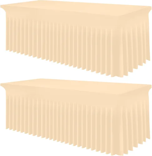 Vista 47 de Smiry Mantel de Spandex, Mantel Elástico Ajustable Extensible para Mesas Rectangulares de 6 Pies, Falda Cubierta de Mesa Impermeable y Lavable
