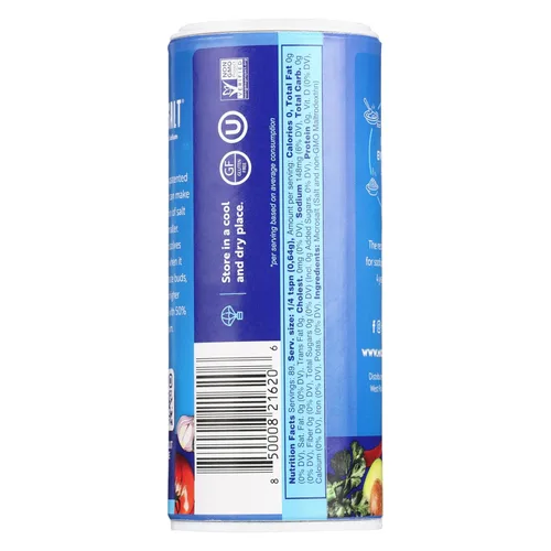 Vista 4 de Microsalt 50 % menos de sal de sodio, sustituto de sal regular, sal de condimento para cocinar, condimentar y hornear, sabor completo, menos sodio