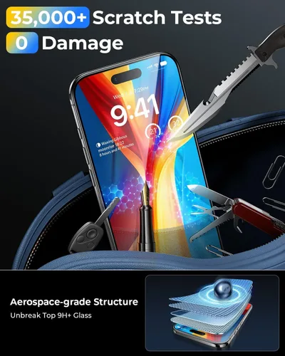 Vista 5 de MRGLAS TOP 9H+ - Paquete de 2 protectores de pantalla para iPhone 17 con protector de lente de cámara